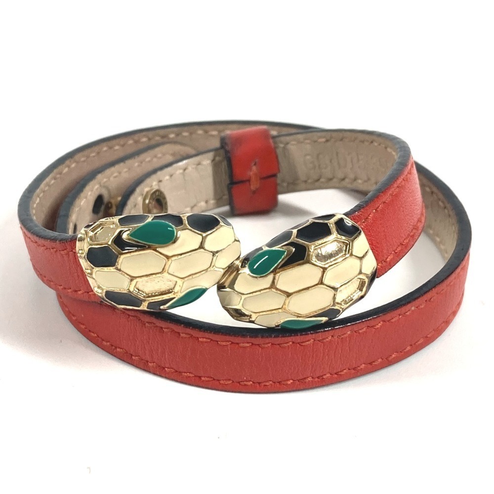 BVLGARI Red Leather Charm Bracelet